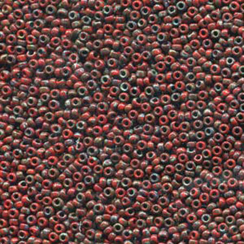 Miyuki 11/0 Rocaille Bead - 11-94513 - Matte Opaque Garnet Red Picasso
