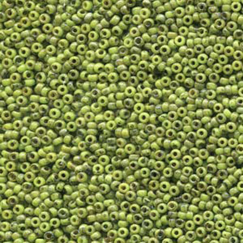 Miyuki 11/0 Rocaille Bead - 11-94515 - Matte Chartreuse Picasso