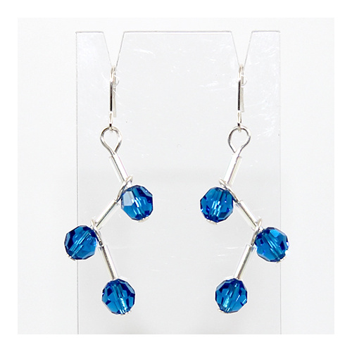 Rosemary Crystal Earrings - Swarovski Crystal -  Capri Blue & Silver