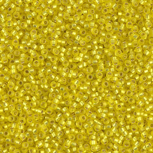Miyuki 15/0 Rocaille Bead - 15-96F - Matte Silver Lined Yellow