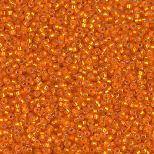 Miyuki 15/0 Rocaille Bead - 15-90008F - Matte Silver Lined Orange