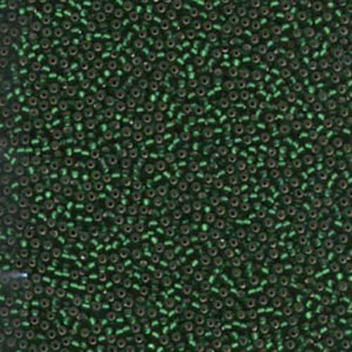 Miyuki 15/0 Rocaille Bead - 15-927F - Matte Silver Lined Dark Emerald