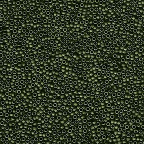 Miyuki 15/0 Rocaille Bead - 15-92004 - Matte Opaque Metallic Olive Green