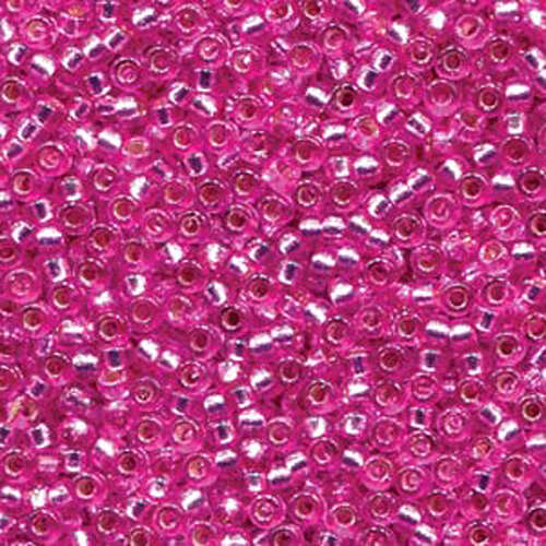 Miyuki 15/0 Rocaille Bead - 15-94267 - Duracoat Silver Lined Dyed Frost Pink