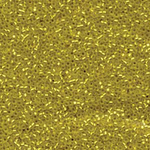 Miyuki 15/0 Rocaille Bead - 15-96F - Matte Silver Lined Yellow - 100gm Bag