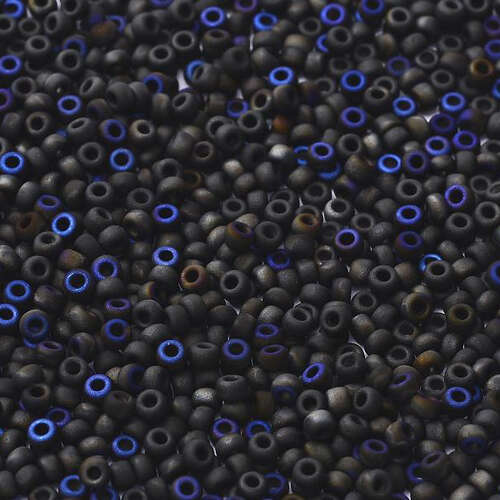 Miyuki 15/0 Rocaille Bead - 55042 - Black Azuro Matted (23980-22271) - 10gm Tube