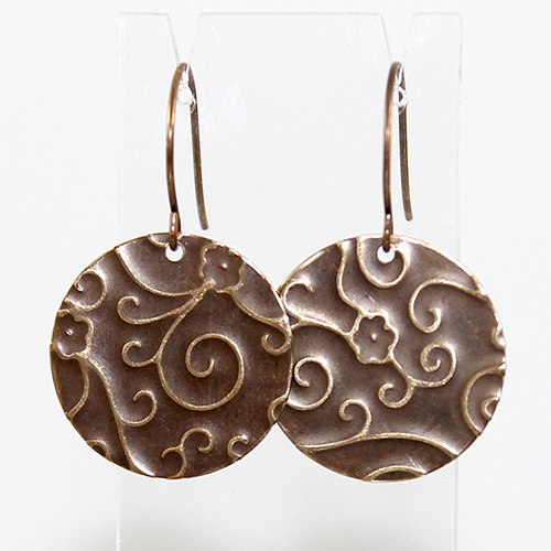 Etched Brass Earrings - Daisy Swirl