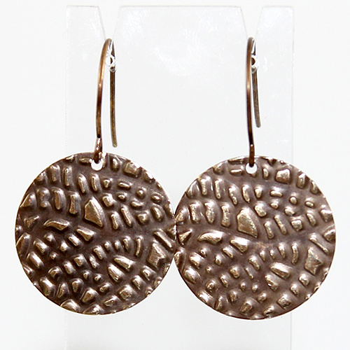 Embossed Brass Earrings - Organic Leaf
