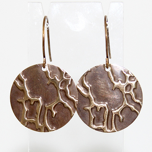 Embossed Brass Earrings - Organic Spots