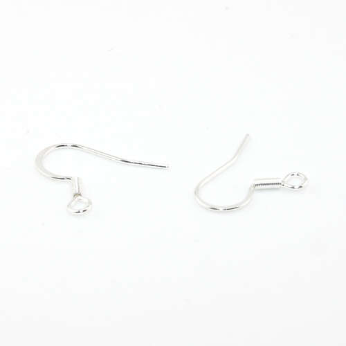 16mm x 20mm Silver  Plated 304 Stainless Steel Plain Ear Hook with Spring