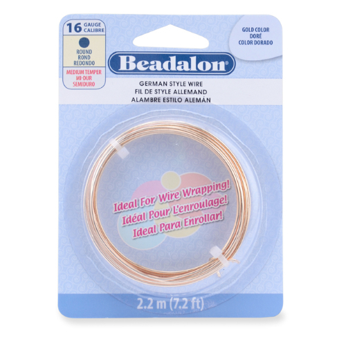 16 Gauge (1.3 mm) - Round German Style Wire - 7.2FT (2.2m) - Gold Color - 180A-016