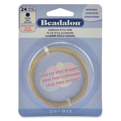 24 Gauge (0.51 mm) - Round German Style Wire - 39.4FT (12m) - Satin Brass Color - 180T-024