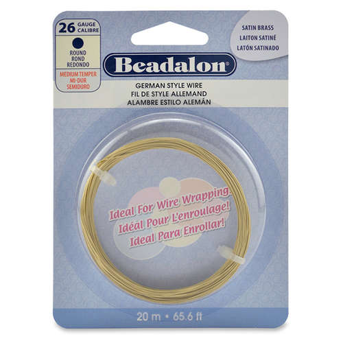 26 Gauge (0.41 mm) - Round German Style Wire - 65.6FT (20m) - Satin Brass Color - 180T-026