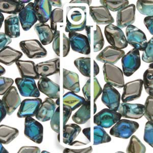 Mini Gem Duo 6mm x 4mm - GD6460020-98537 - Aqua Graphite Rainbow - 8.5gm Tube
