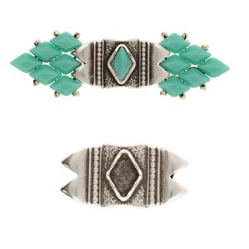 Mantrakia - Gem Duo Connector - Antique Silver  CYM-GD-013802-SP