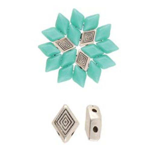 Gerontas - Gem Duo Bead Substitute - Antique Silver  CYM-GD-013849-SP