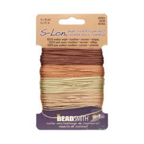 S-Lon Standard Twist Bead / Macrame Cord (TEX210) - Neutrals Mix - Brown / Khaki / Copper / Light Brown - 10yd - SLBC5-CD