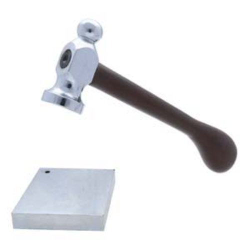 Chasing Hammer 29mm Domed & 13.5mm Ball Pein with a Chrome Plated Steel Bench Block - HAMSET-1