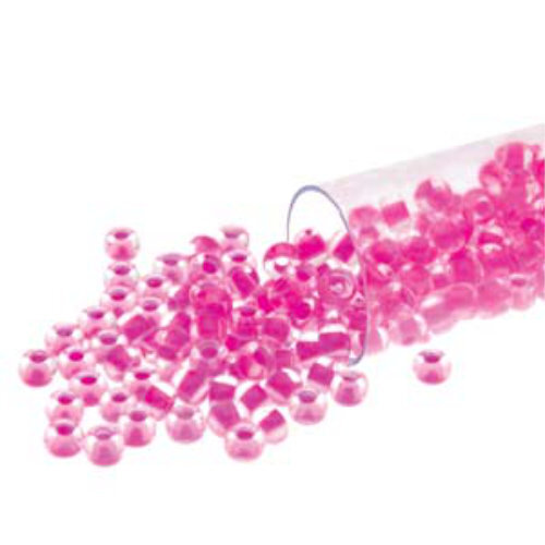 Preciosa 8/0 Rocaille Seed Beads - SB8-08777 - Neon Pink Lined Crystal - 22gm Tube
