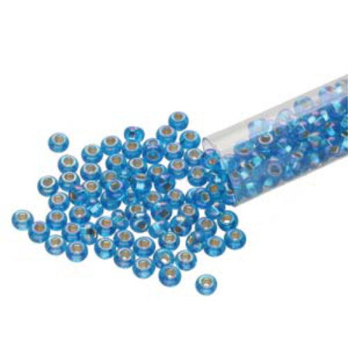 Preciosa 6/0 Rocaille Seed Beads - SB6-67159 - Silver Lined Dark Aqua AB - 20gm Tube