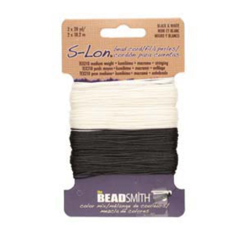 S-Lon Standard Twist Bead / Macrame Cord (TEX210) - Black and White Mix - 20yd - SLBC16-CD