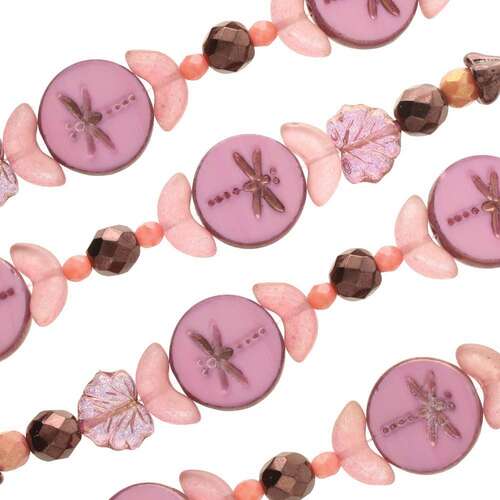 Czech Table Cut Glass Bead Strand - Pink & Purple Mix - TCMIX-004