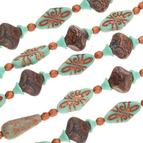 Czech Table Cut Glass Bead Strand - Turquoise Mix - TCMIX-007