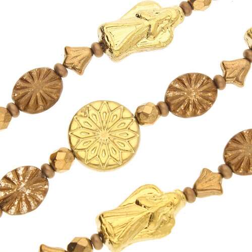 Czech Table Cut Glass Bead Strand - Gold Mix - TCMIX-008