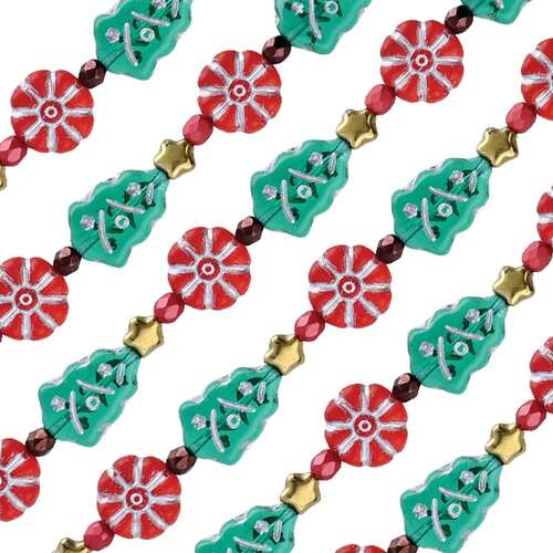 Czech Table Cut Glass Bead Strand - Christmas Cheer Mix - TCMIX-011