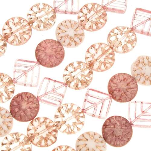 Czech Table Cut Glass Bead Strand - Pink Starburst Mix - TCMIX-012