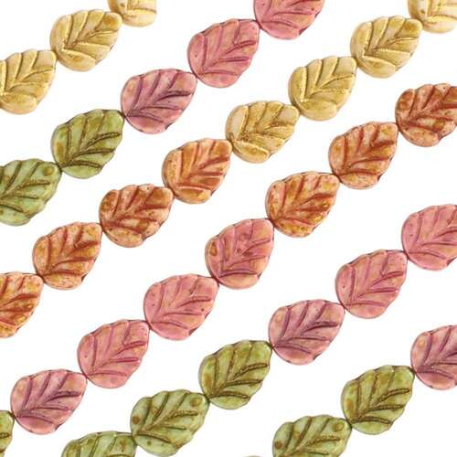 Czech Table Cut Glass Bead Strand - Autumn Greens Mix - TCMIX-017