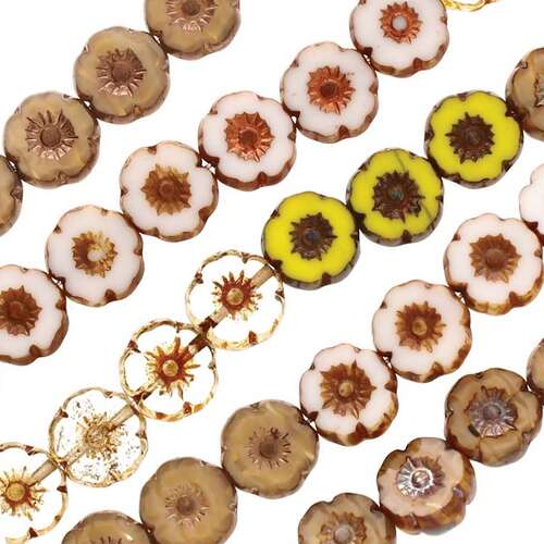 Czech Table Cut Glass Bead Strand - Hibiscus Fall Mix - TCMIX-018