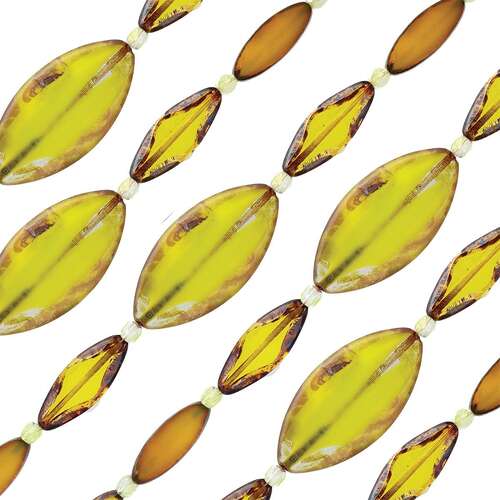 Czech Table Cut Glass Bead Strand - Smooth Yellow Mix - TCMIX-019