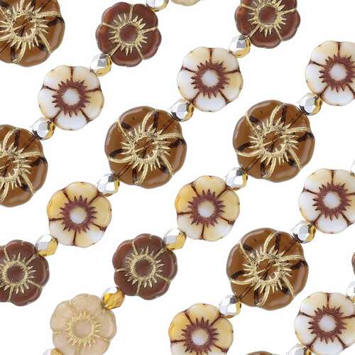 Czech Table Cut Glass Bead Strand - Honey Autumn Mix - TCMIX-020