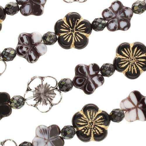 Czech Table Cut Glass Bead Strand - Black Tea Mix - TCMIX-025