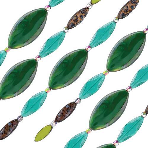 Czech Table Cut Glass Bead Strand - Smooth Green Mix - TCMIX-027