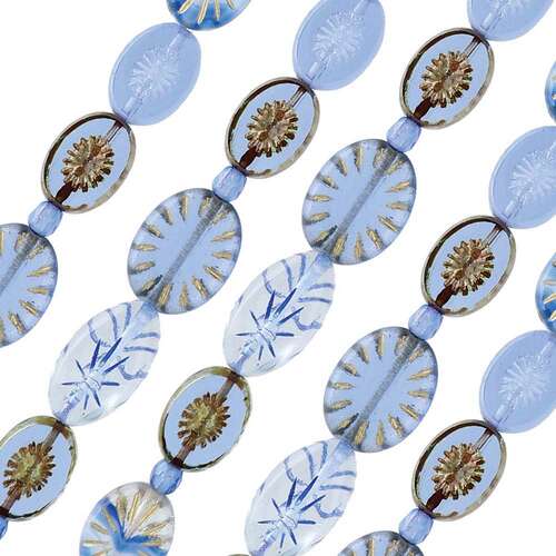Czech Table Cut Glass Bead Strand - Beam Blue Mix - TCMIX-029