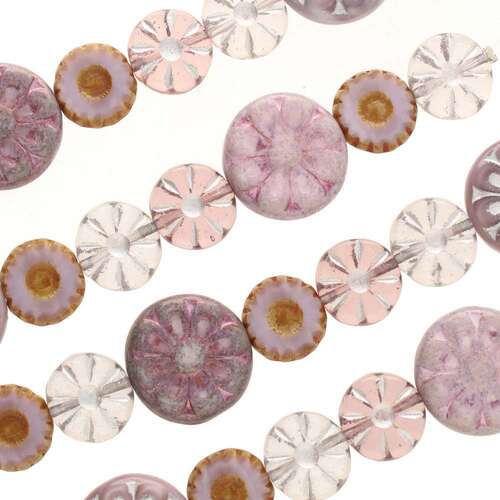 Czech Table Cut Glass Bead Strand - Lavender Garden Mix - TCMIX-031