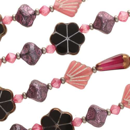 Czech Table Cut Glass Bead Strand - Purple Dance Queen Mix - TCMIX-032