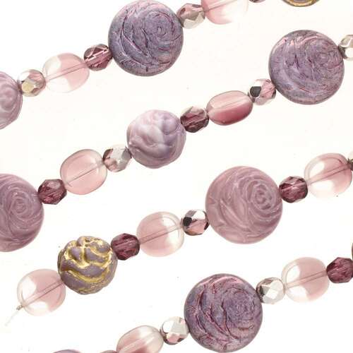 Czech Table Cut Glass Bead Strand - Berry Roses Mix - TCMIX-034