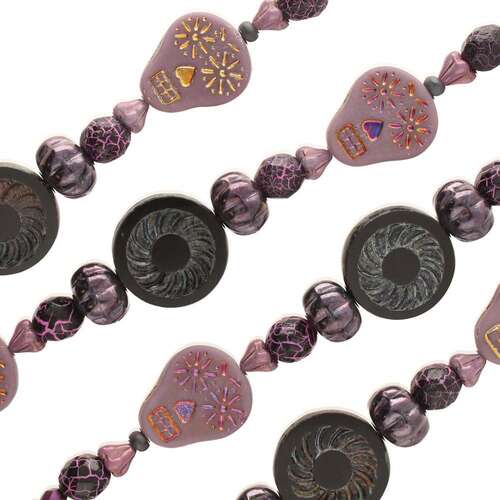 Czech Table Cut Glass Bead Strand - Purple Days Mix - TCMIX-035