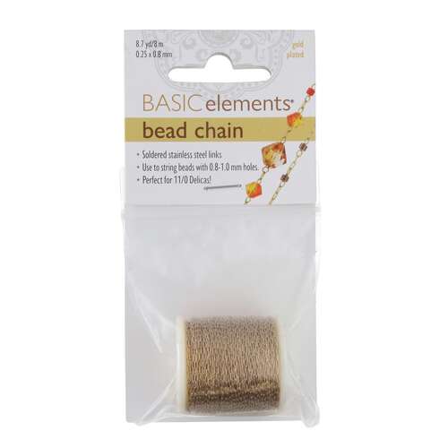 304 Stainless Steel 0.25mm Beading Chain - 8m Roll - Gold Plated