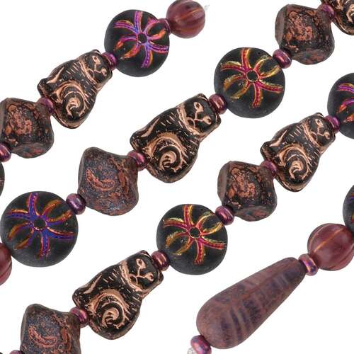 Czech Table Cut Glass Bead Strand - Copper Cat Mix - TCMIX-043