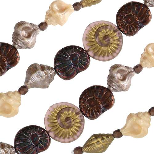 Czech Table Cut Glass Bead Strand - Gold Shell Mix - TCMIX-038