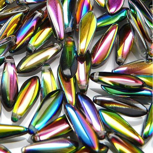 5mm x 16mm Dagger Bead - Crystal Vitrail - 00030-28101 - 25 Piece Bag