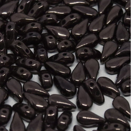 3mm x 6mm Drop Duo Bead - 2 Hole - Jet Lila Vega Luster - 23980-15726 - 30 Piece Bag