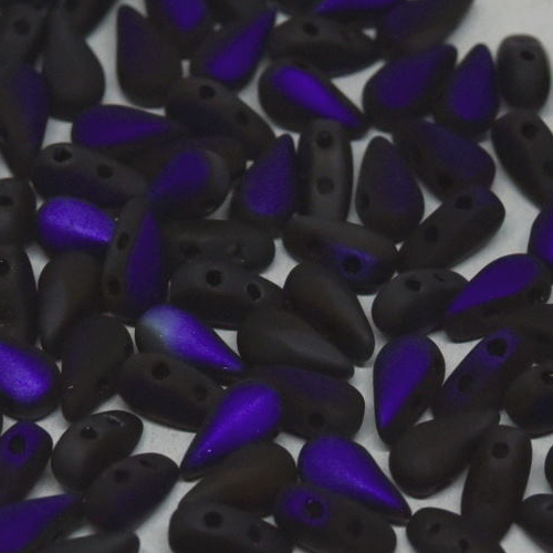 3mm x 6mm Drop Duo Bead - 2 Hole - Jet Azuro Matte - 23980-22271 - 30 Piece Bag
