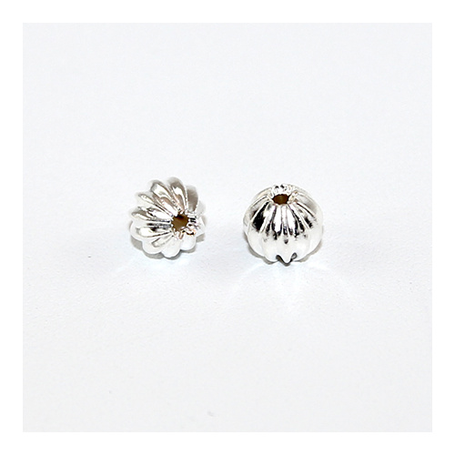 6mm Round Corrugated Bead - Silver