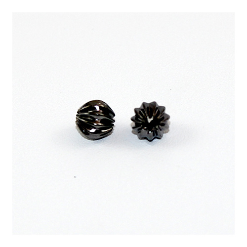 6mm Round Corrugated Bead - Gunmetal