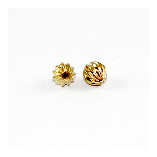 6mm Round Corrugated Bead - Gold